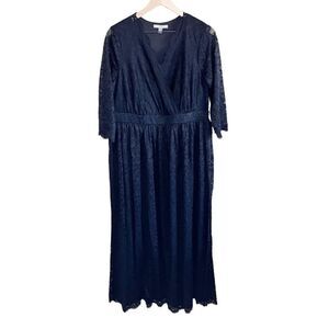 Jessica London Women's Plus Size A-Line V-Neck Floral Lace‎ Shift Dress Lined Sz